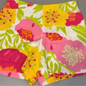 Lilly Pulitzer Pink and Yellow Floral High Waist Shorts